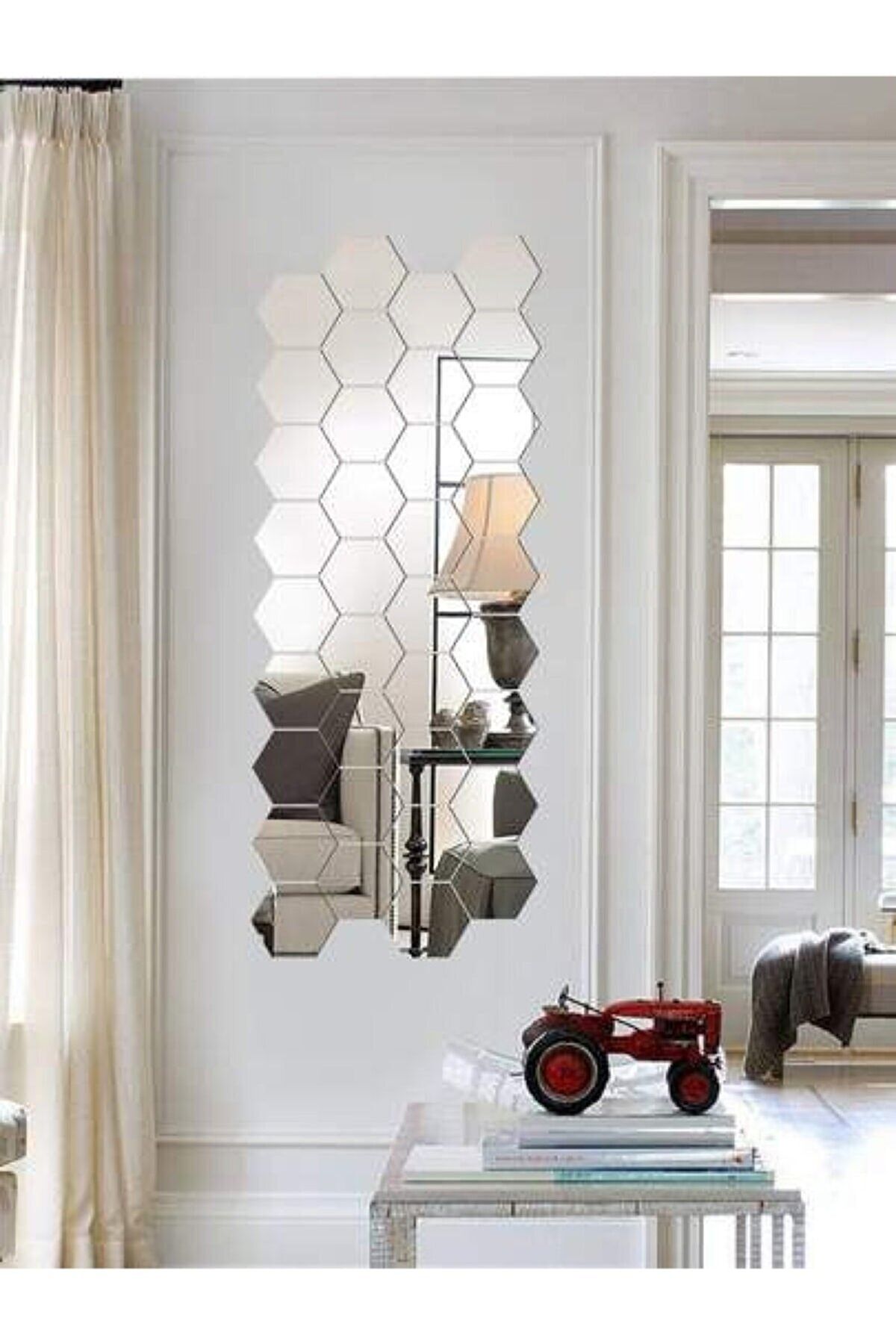 Ata Pleksi Decorative Honeycomb Plexiglass Mirror Wall Decor Product (12 Pieces 11 Cm X 12.5 Cm) Model 1 3