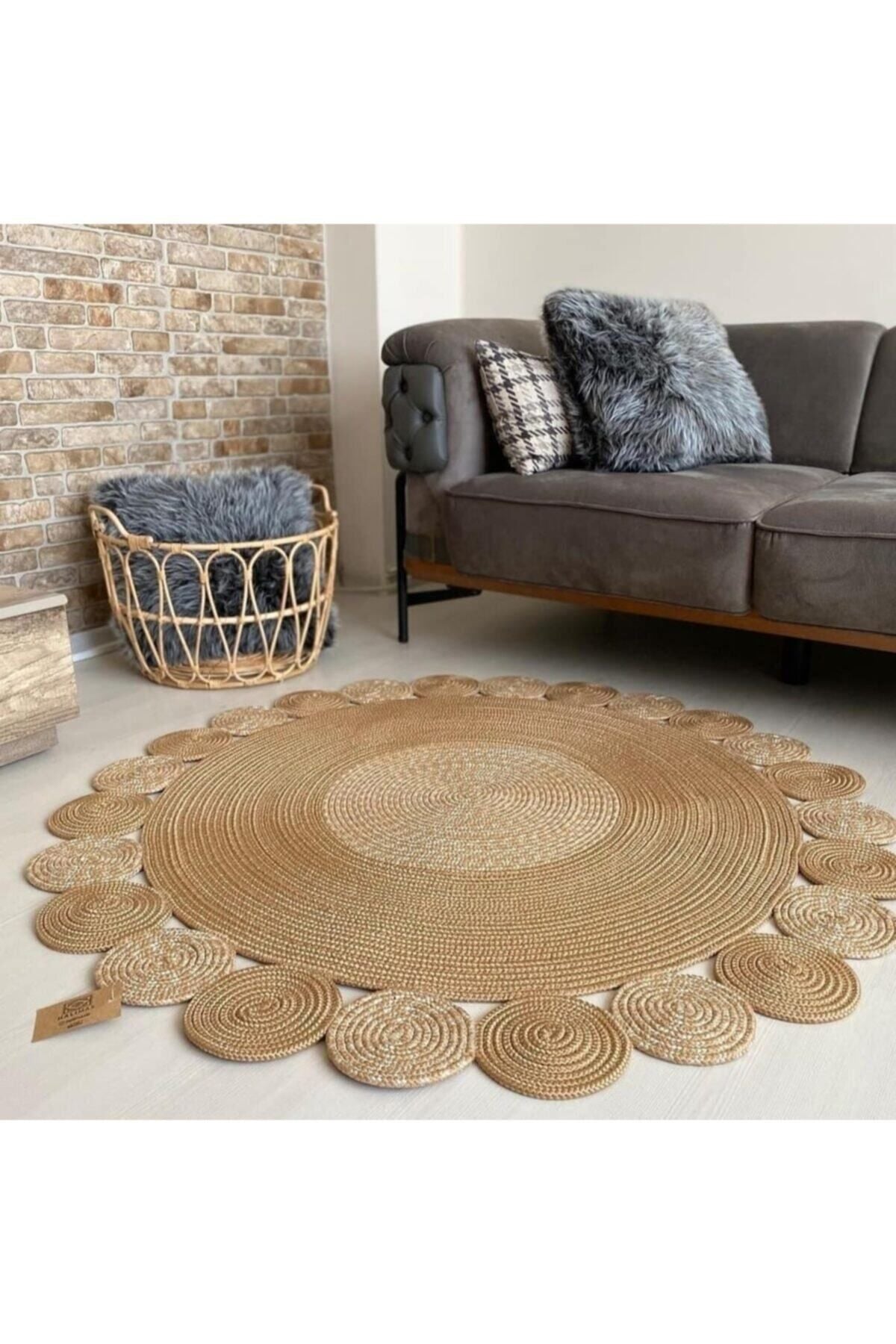 Halımax Milda 45 Hand-Woven Double-Sided Round Jute Rug 2