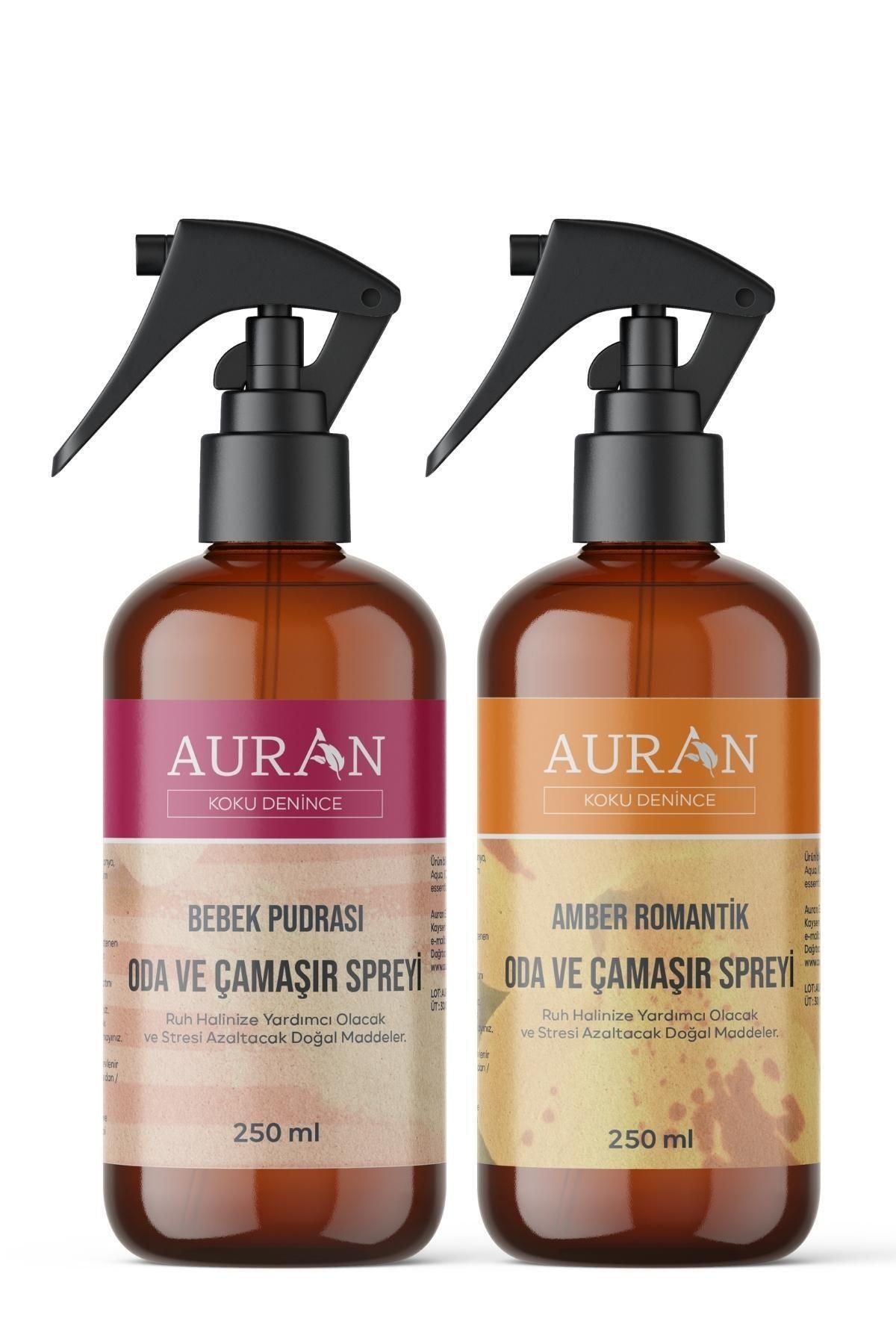 AURAN Baby Powder And Amber Romantic Room And Laundry Spray Room Scent Room Spray 2-Piece Set 250ml 1