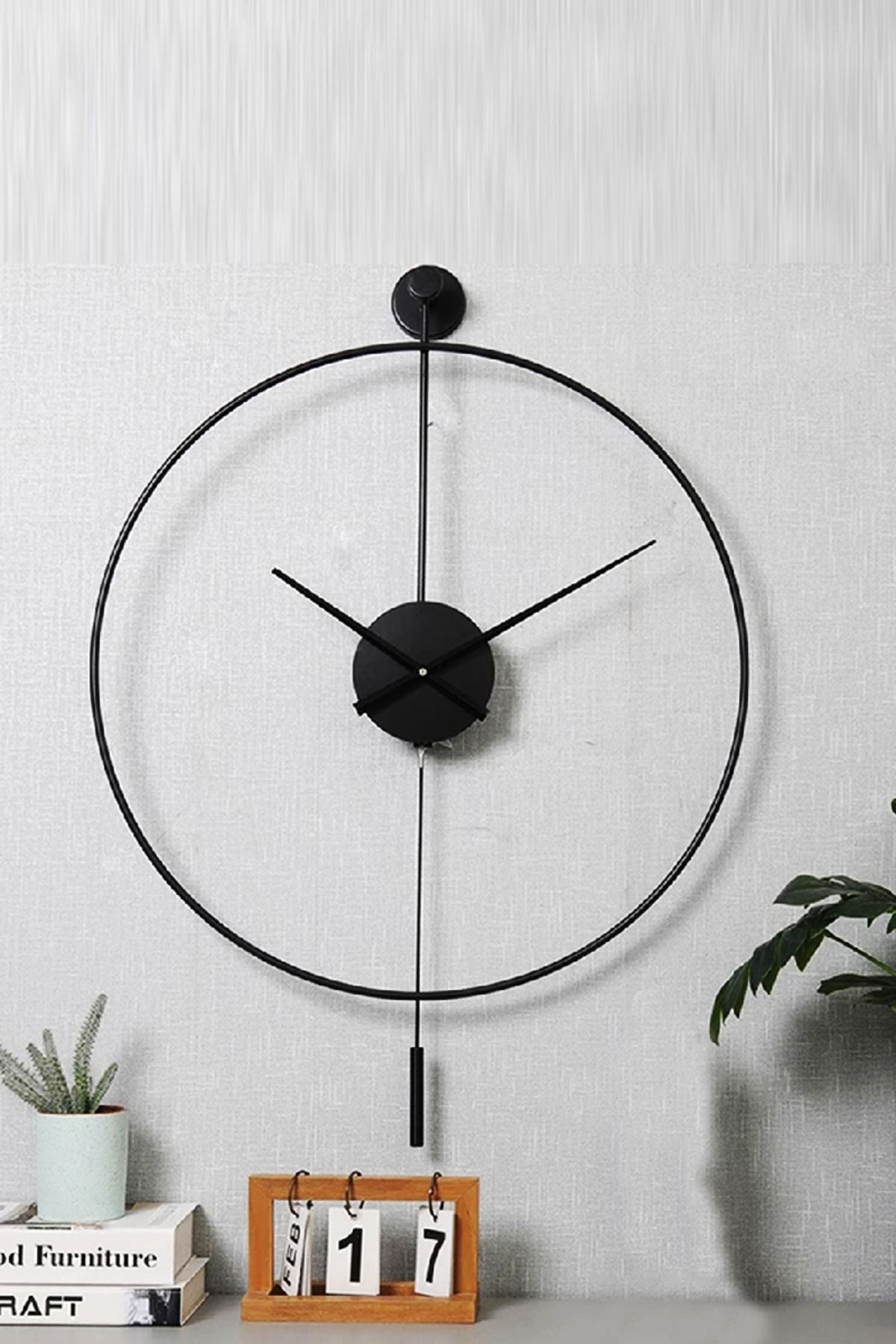 AGA KONSEPT Tiktok 60 Cm Black, Modern Decorative Pendulum Metal Wall Clock 1