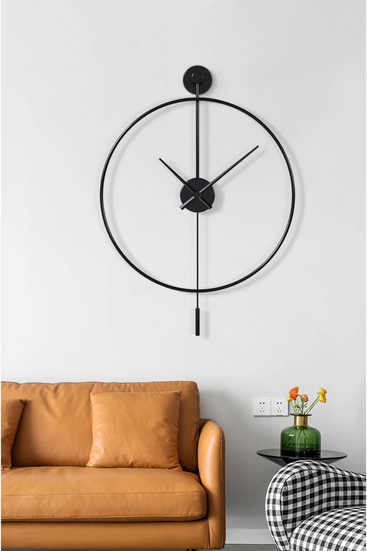 AGA KONSEPT Tiktok 60 Cm Black, Modern Decorative Pendulum Metal Wall Clock 2