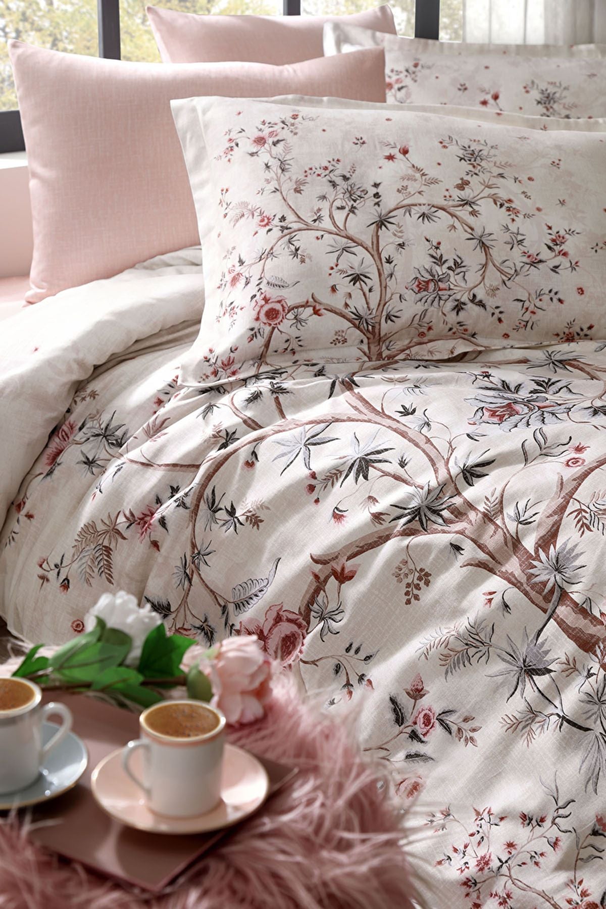 Özdilek Pudra Albero In Fiore Sılıces Double Duvet Set 3