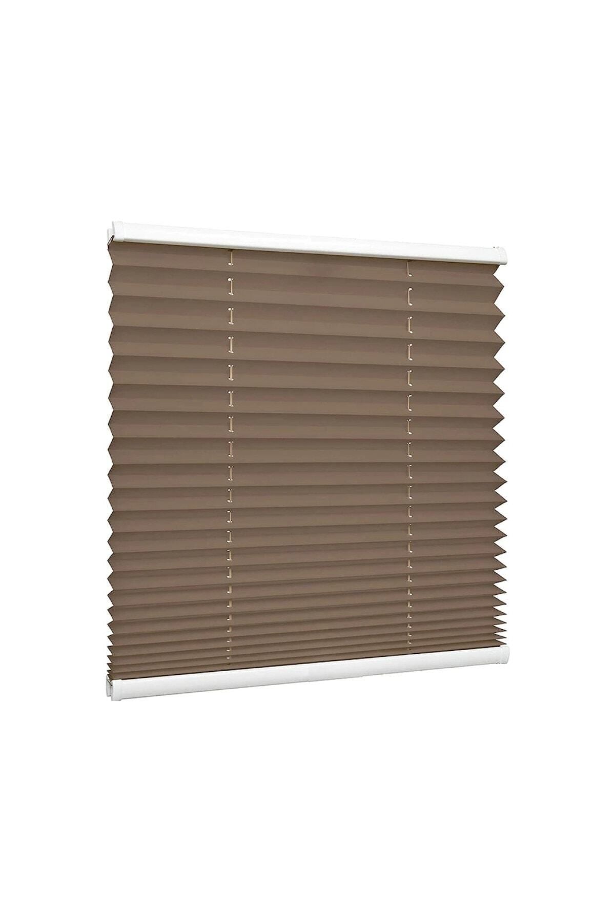 Kidmex Brown Pleated Folding Glass Balcony Curtain - Office Curtain - Home Curtain - Living Room Curtain - Pleated Curtain 1