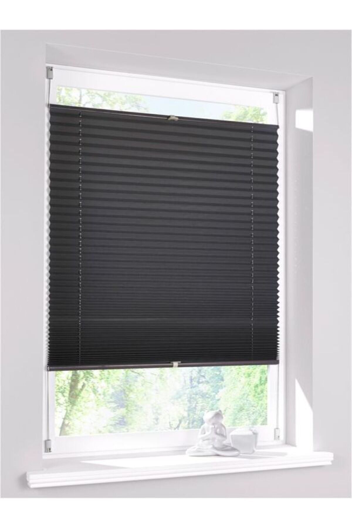 Kidmex Anthracite Pleated Folding Glass Balcony Curtain - Office Curtain - Kitchen Curtain - Living Room Curtain 1