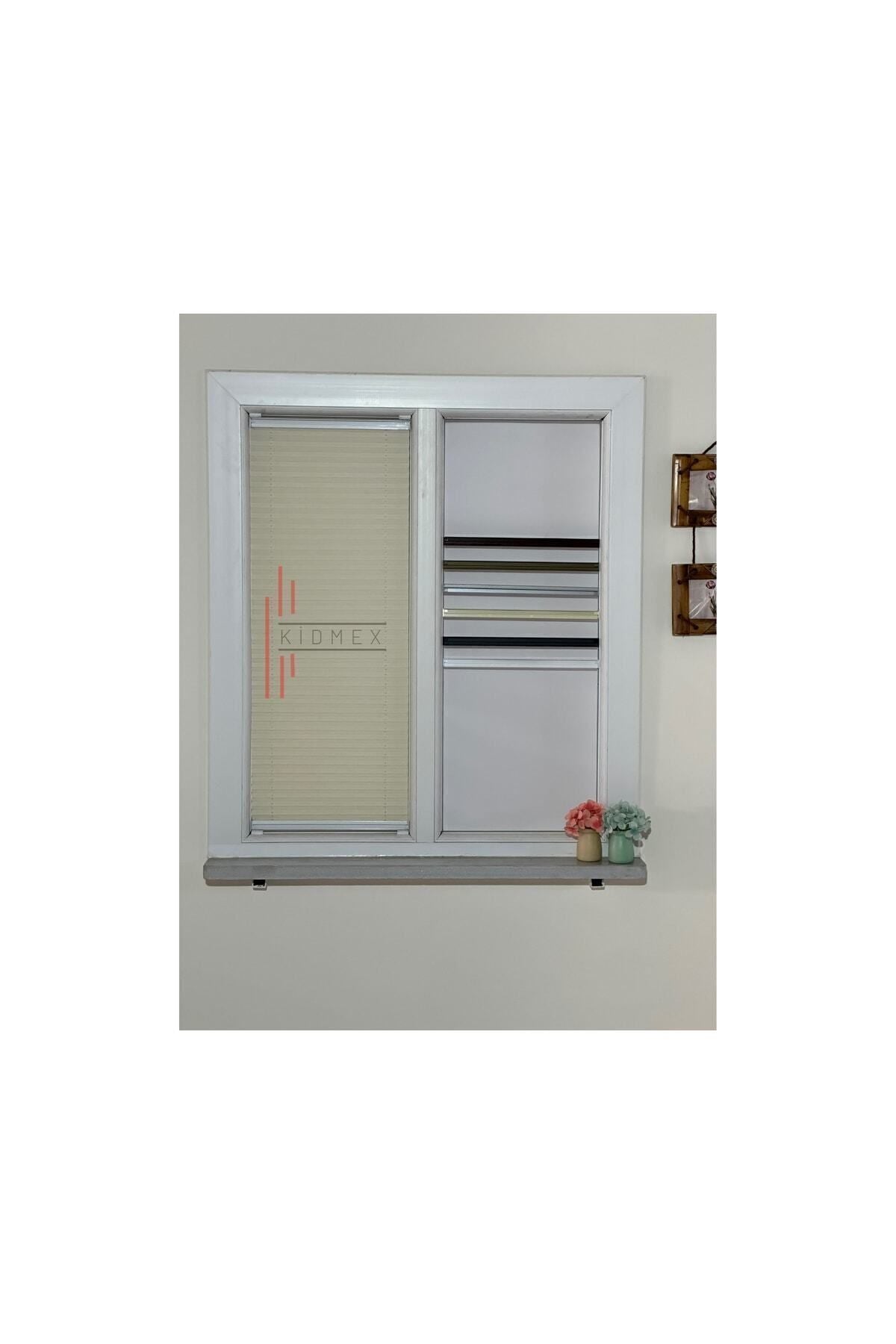 Kidmex Cream Pleated Folding Glass Balcony Curtain - Office Curtain - Home Curtain - Living Room Curtain - Pleated Curtain 1