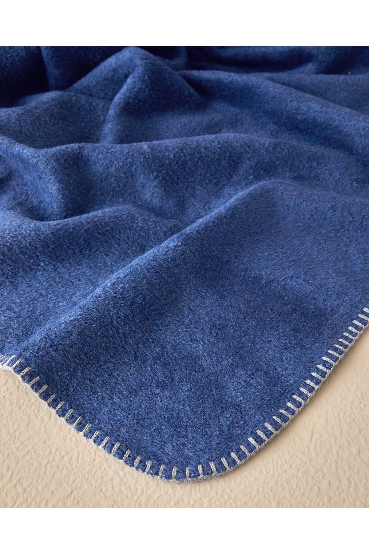 English Home Plain Cotton Double Blanket Blue - Navy 2