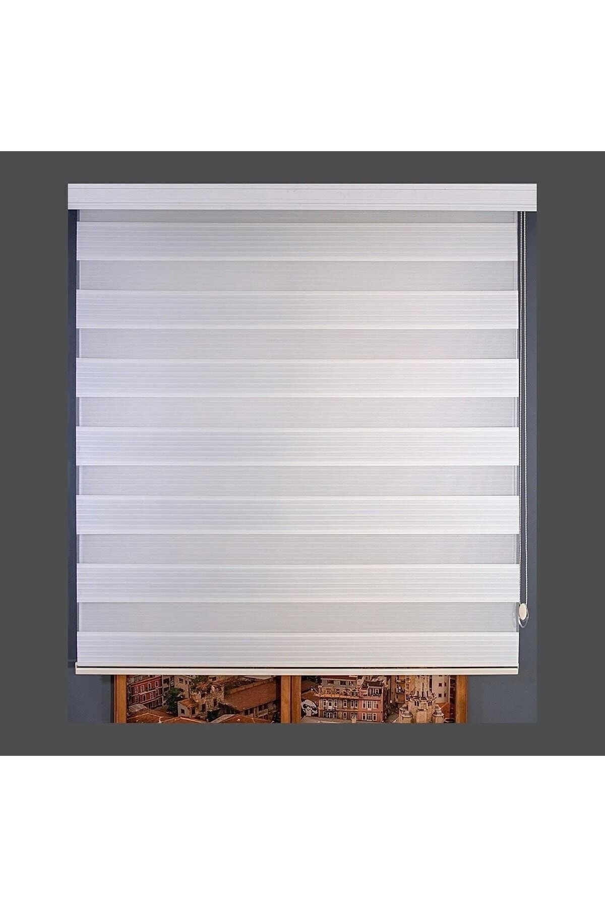 Genel Markalar White Wide Pleated Zebra Thick Roller Blind Sunshade Curtain 1