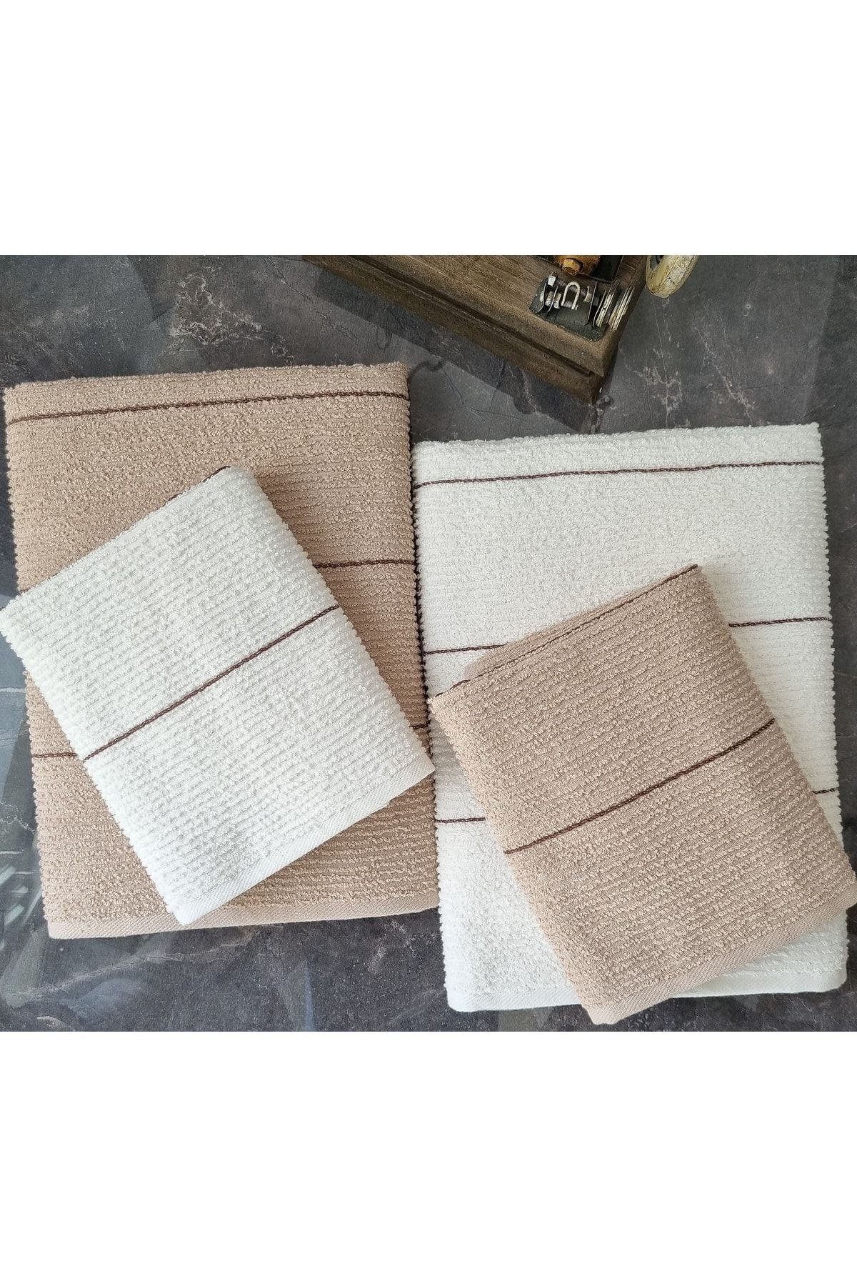 Eumenia Sahara 50 X 85 – 70 X 140 Cm 4-Piece Bath Towel Set | Beige-Cream Vtxmk107 2