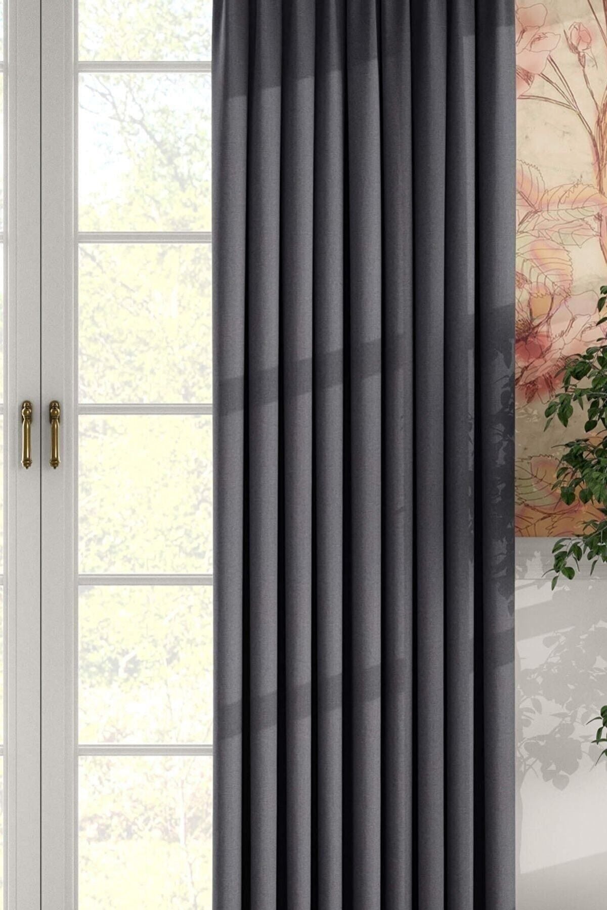 Home Tekstil Lux Black Out Blackout Curtain Projection Screen Gray Blackout-Plain Panel-Single Piece 1