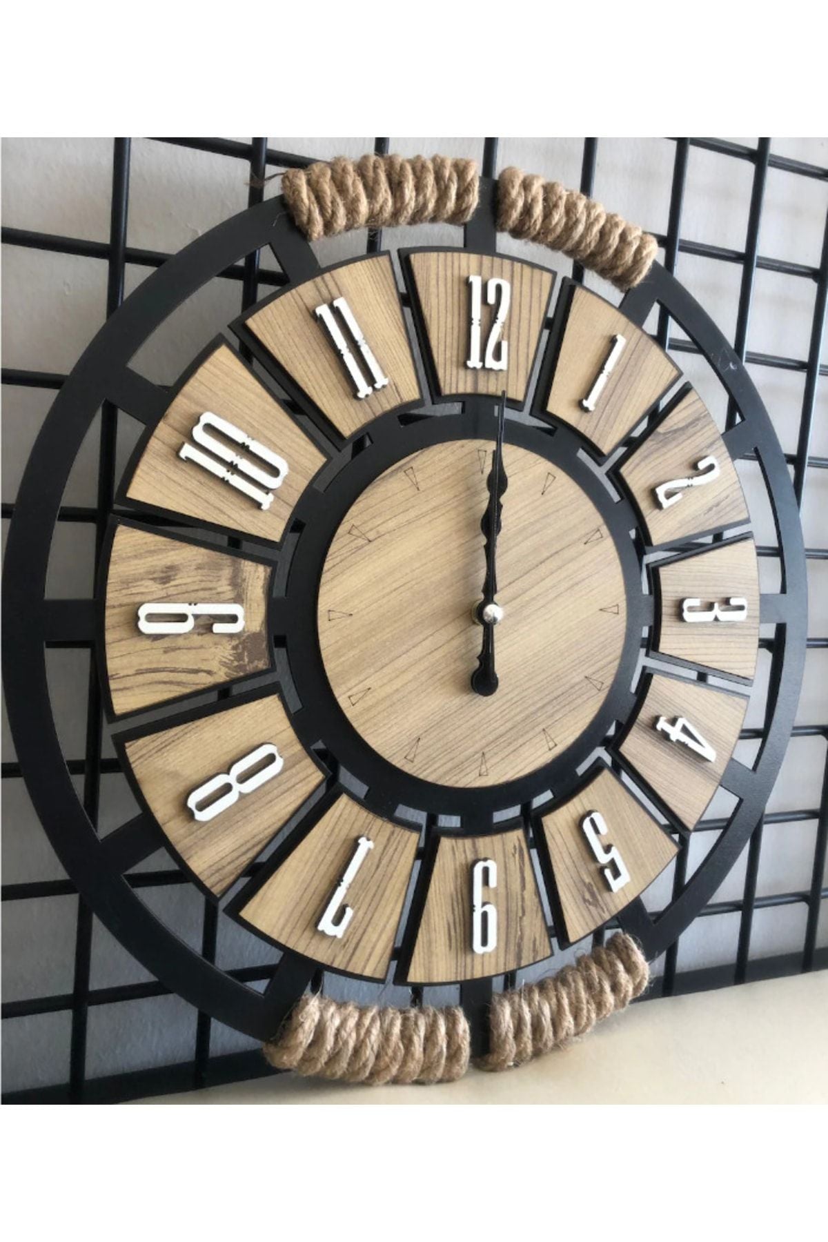 Pey Aksesuar Wooden Rope Decorative Wall Clock 1