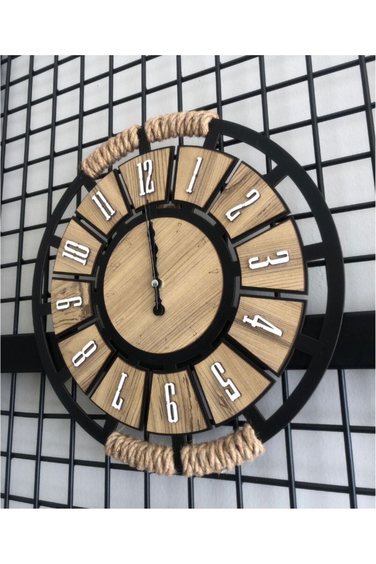 Pey Aksesuar Wooden Rope Decorative Wall Clock 2