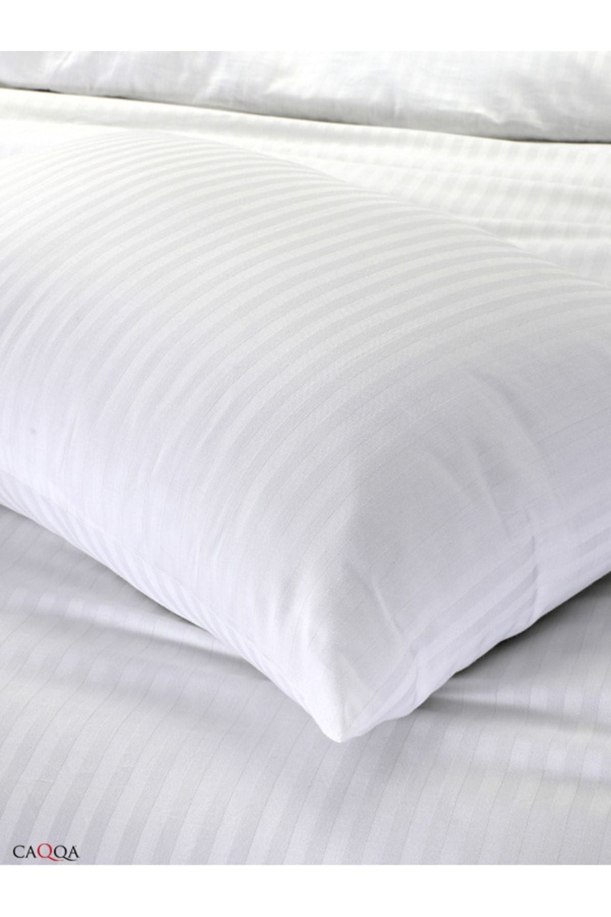 CAQQA White Striped Satin Fitted Double Bed Premium Hotel Bedding Set 7