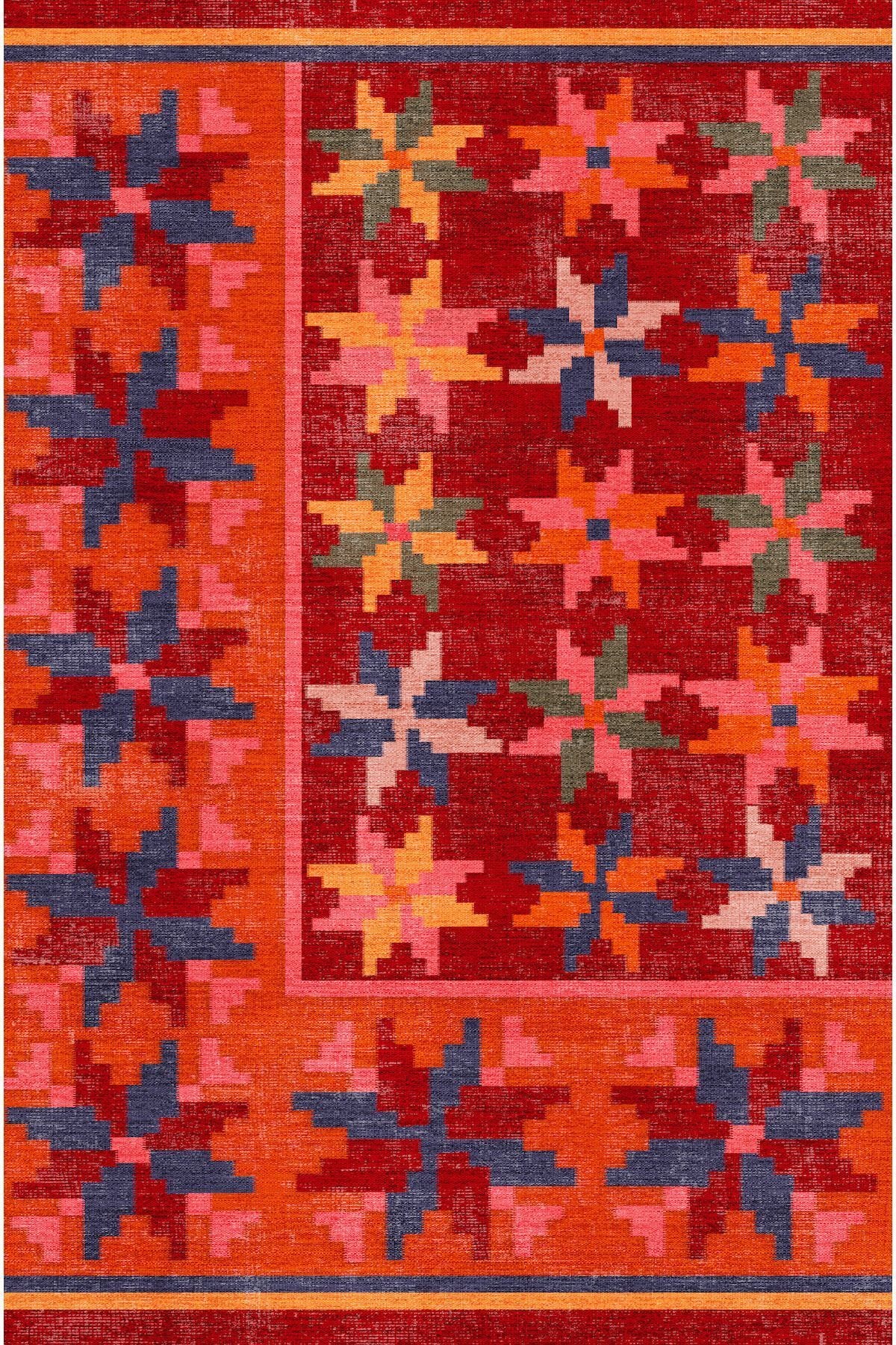 Rugs Modern Halı Mira 567 Ethnic Flower Themed Fringed Ethnic Woven Base Rug 4