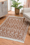 Caretta Home Brown Mystic Pattern Double-Sided Washable Cotton Fringed Woven Rug 2