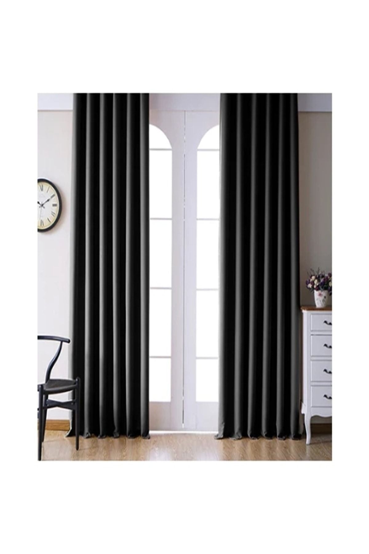 VOILAGE Blackout Curtain Black 1