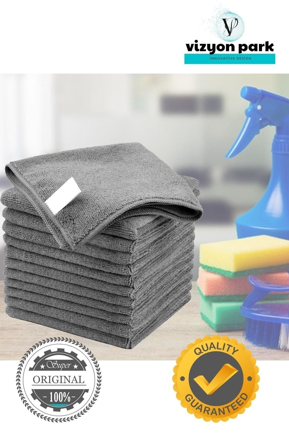 Vizyon Park Microfiber Velvet Texture Super Absorbent Kitchen Drying And Cleaning Towel 40x40 Cm 5