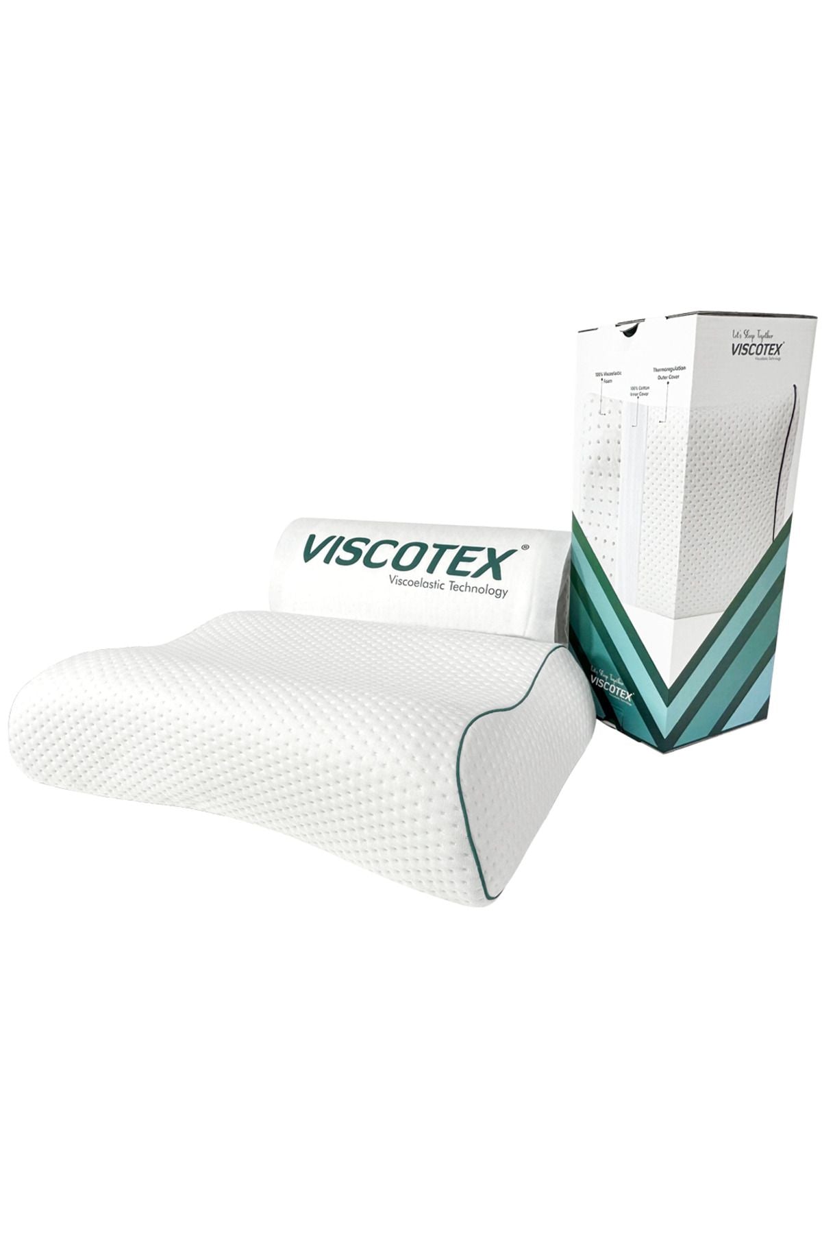 VISCOTEX High Orthopedic Pillow 55x40x13/11 cm White 1