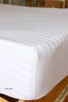 Tekstil Home Luxury Hotel Type White Striped Cotton Satin Fitted Sheet Set Single Or Double 1