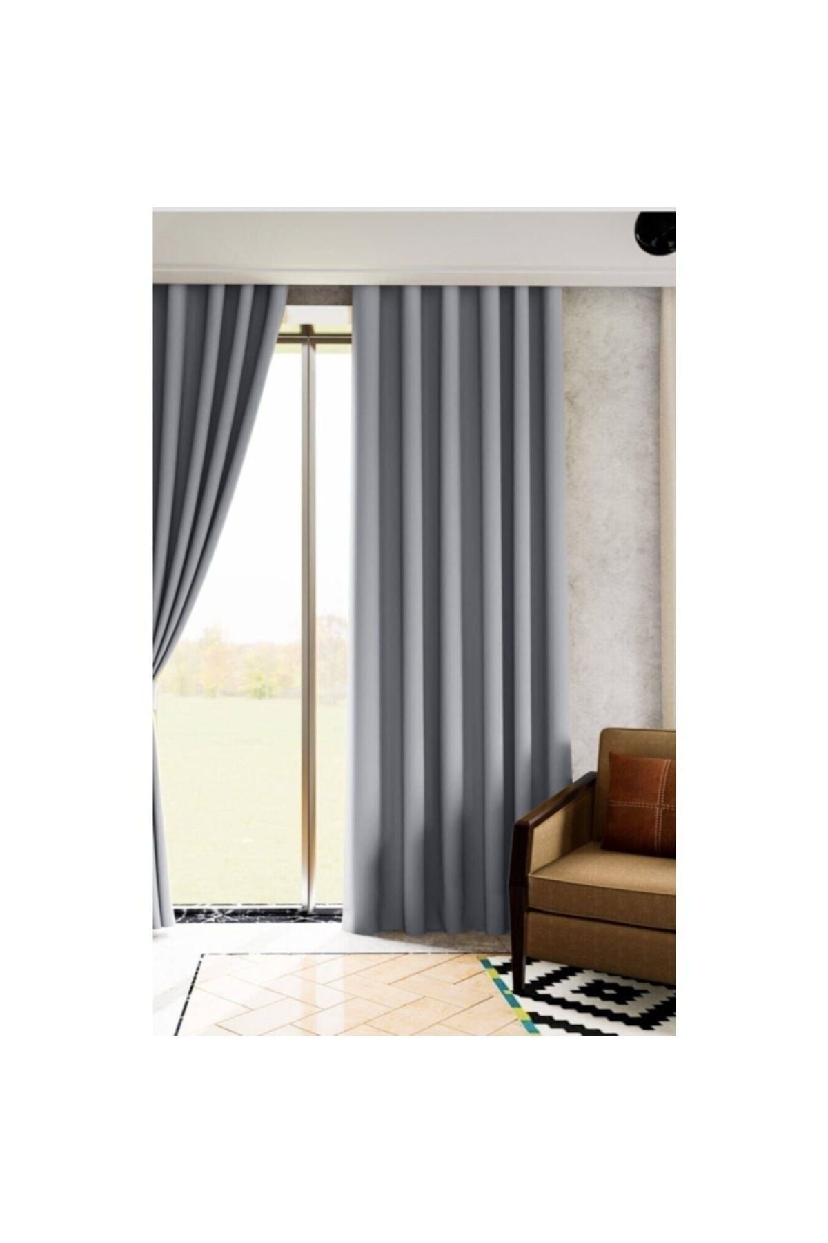 VOILAGE Taç Grey Blackout Curtain 2