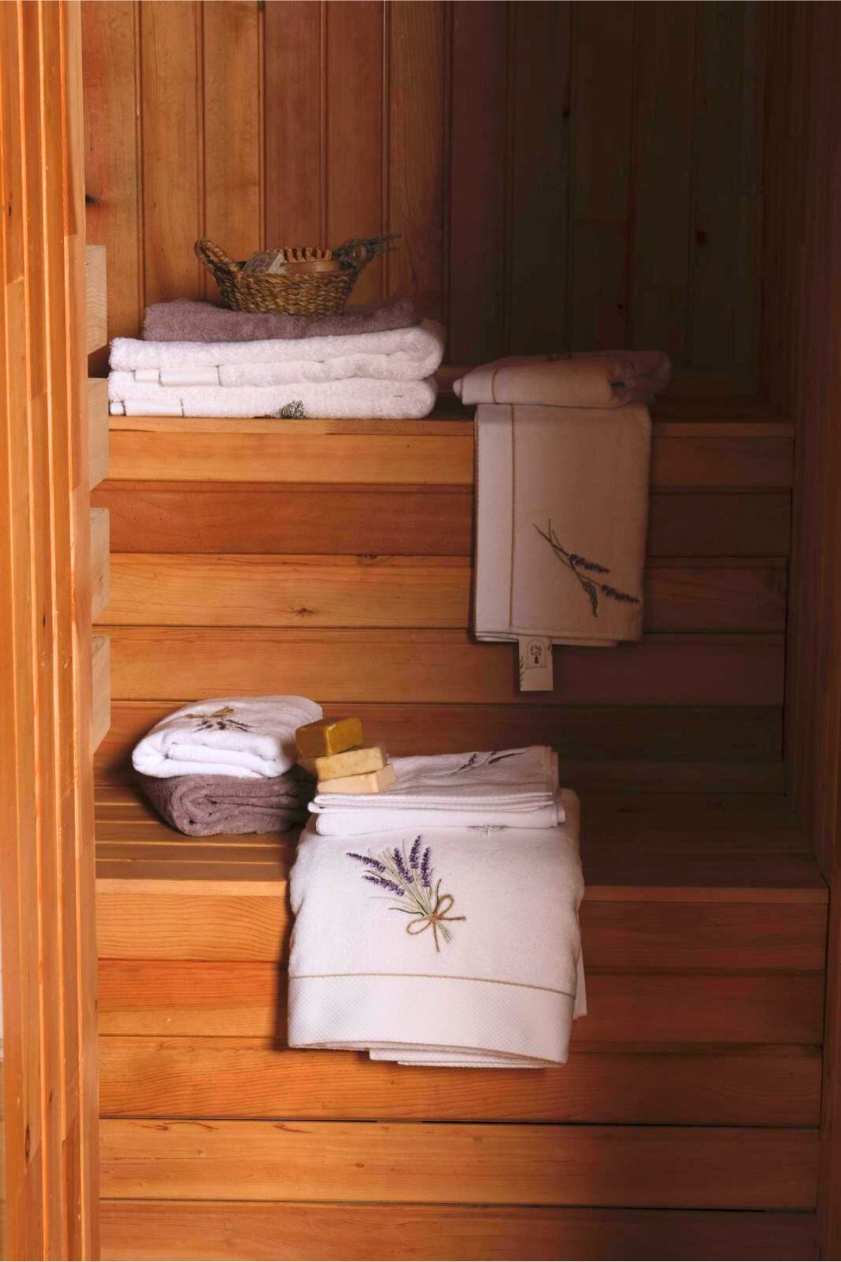 LAVENDIER Lavender 50x80 Dual Hand/Face Towel Set 100% Cotton 7