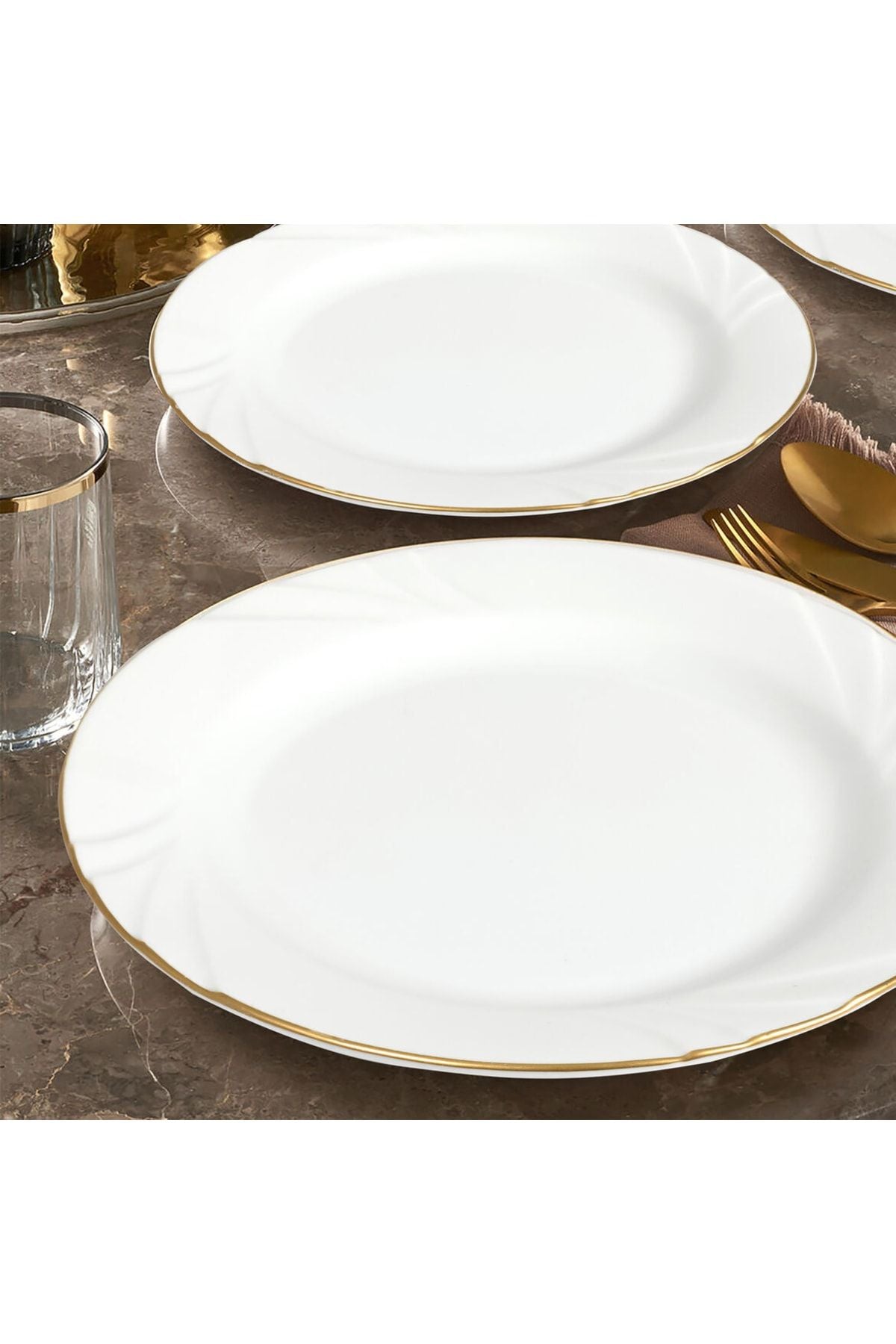 Güral Porselen Soprano 6 Pieces 21 Cm Cake Plate - Gold 4