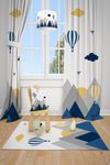 Talia Home Blue Bird Valley Mountain Patterned Curtain for Children's and Baby Room 2 Panels Tla-300 1