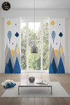 Talia Home Blue Bird Valley Mountain Patterned Curtain for Children's and Baby Room 2 Panels Tla-300 4