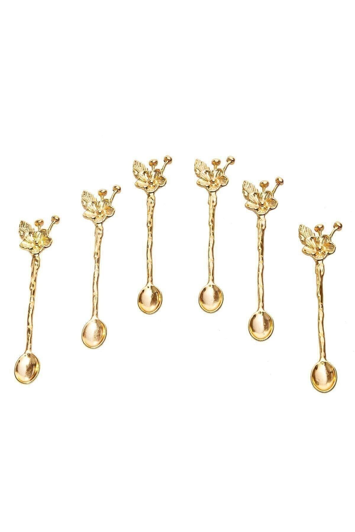 M'art Home Gold Flower 6-Piece Tea Spoon Set 1