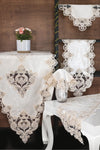 Çeyiz Diyarı Miray Velvet Living Room Set 5 Pieces - Cream Gold 1