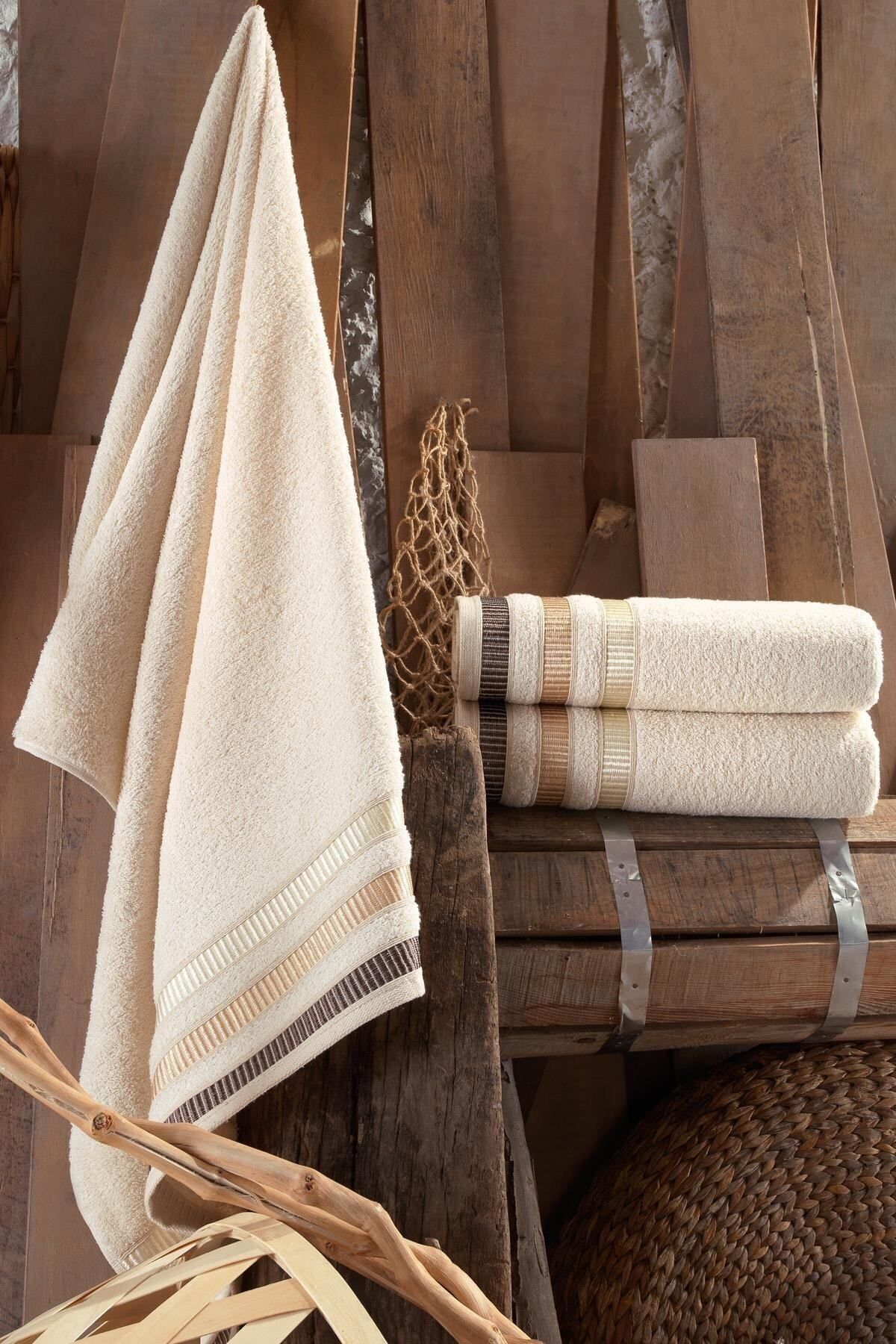 Binnur Home Natural 2-Piece 70x140 Cm Antibacterial Bath Towel Set 1