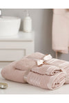 English Home Romantic Stripe Cotton Flossy Bath Towel Set Powder 3