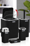 Okyanus Home Stella Black Chrome Striped Square 5-Piece Bathroom Set 2