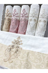 AYHANHOME Lace Satin Embroidered Patterned Boxed Luxury Bridal 50x90 6-Piece Hand Face Towel Set 2