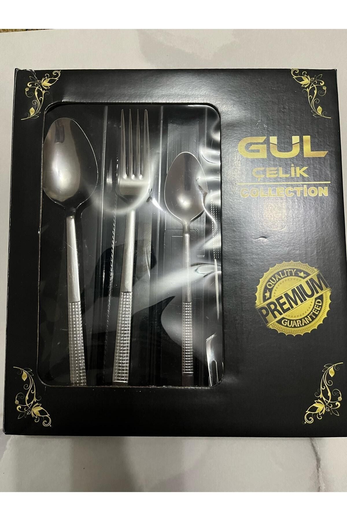 DİBA AVM 30 Piece 6 Person Fork and Spoon Set Straw Rod Model 30 Piece Boxed Gift Bridal 1