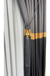 Yuka Adde Pano Curtain Grey Anthracite Gold Striped Single Panel Dense Pleated Jacquard Shiny Patterned 2