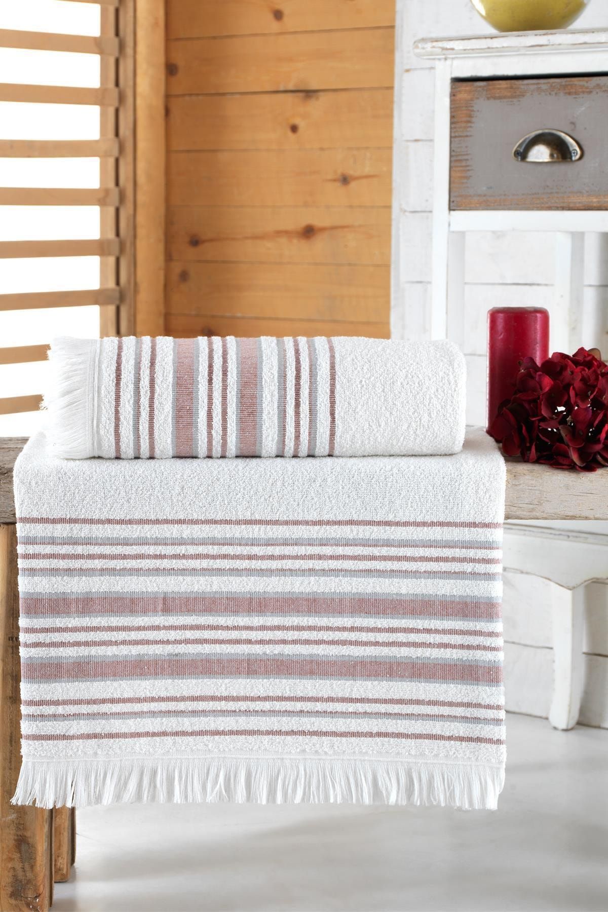 Riva Odin Jacquard Fringed Bath Towel Set 2 Pieces 1