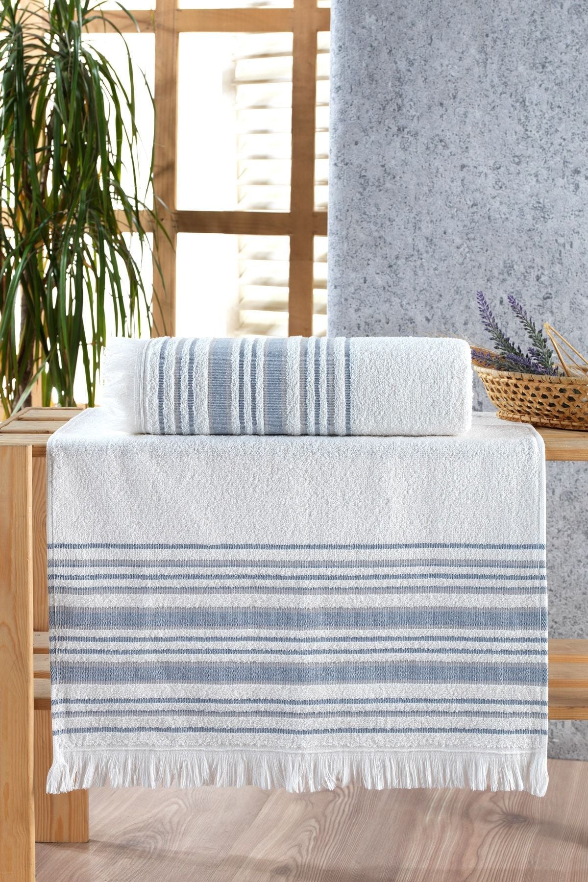 Riva Odin Jacquard Fringed Bath Towel Set 2 Pieces 2