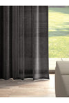 Perle Black Color Linen-Look Flat Sheer Curtain Iron-Free 2