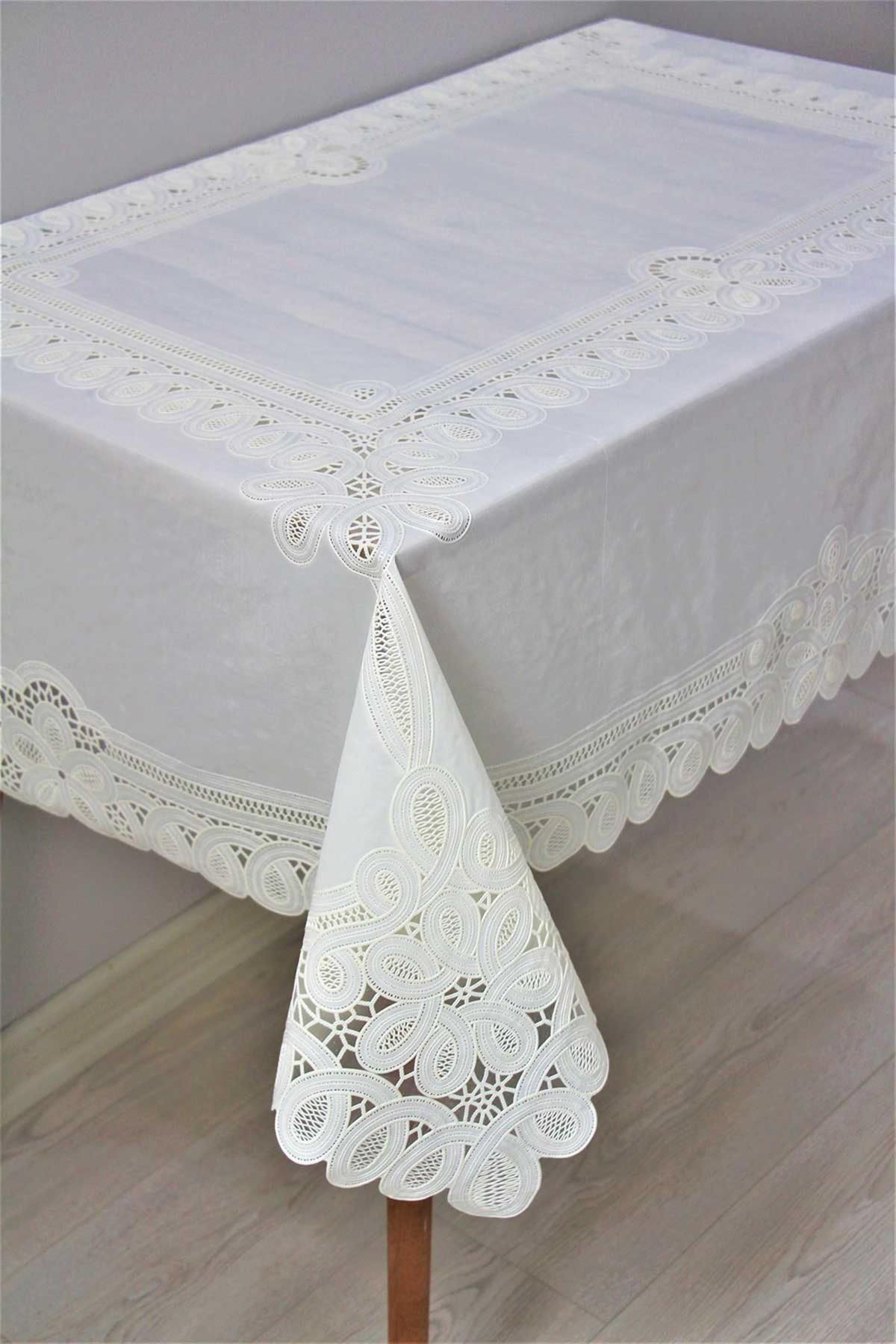 DedeEvTekstil Ready Lace-Look Wipeable PVC Oilcloth Tablecloth Chain 1