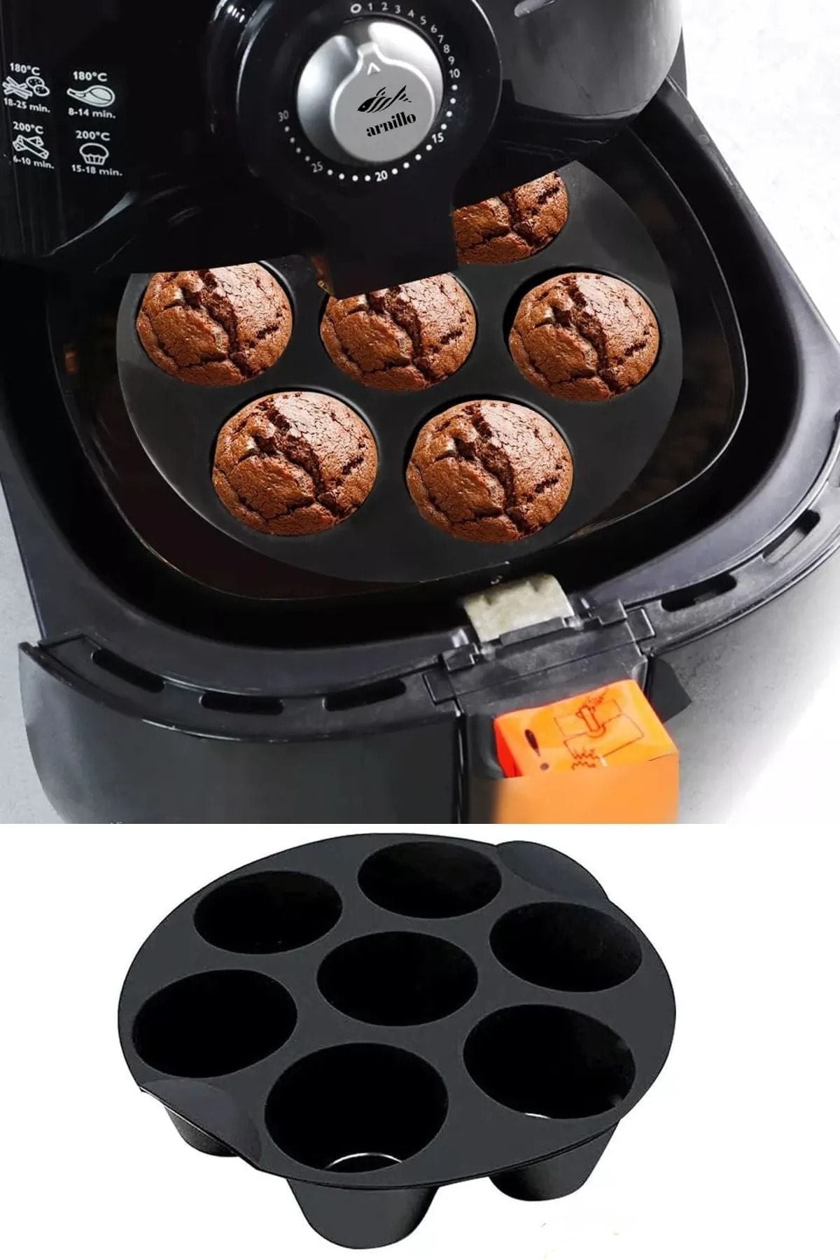 ARNILLO Anthracite Airfryer Silicone Cooking Pot Air Fryer Pot Airfryer Accessory Compatible with All Fryers 1