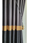 Yuka Şantuklu Milano Adde Pano Curtain Dark Grey Black Gold Striped Single Wing Tight Pleated 80 X 260 1