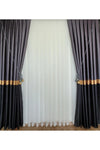 Yuka Şantuklu Milano Adde Pano Curtain Dark Grey Black Gold Striped Single Wing Tight Pleated 80 X 260 2