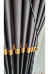 Yuka Şantuklu Milano Adde Pano Curtain Dark Grey Black Gold Striped Single Wing Tight Pleated 80 X 260 5