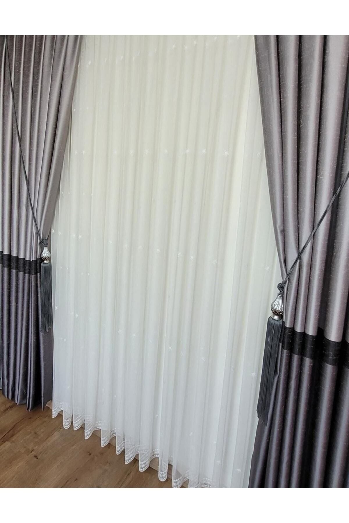 Yuka Şantuklu Milano Adde Pano Curtain Gray Anthracite Striped Single Panel Dense Pleated Jacquard 100 X 260 4