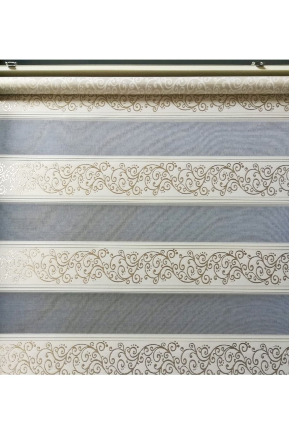 Yağmur Zebra Ivy Pattern Beaded Zebra Roller Blind (Cream Color) 3