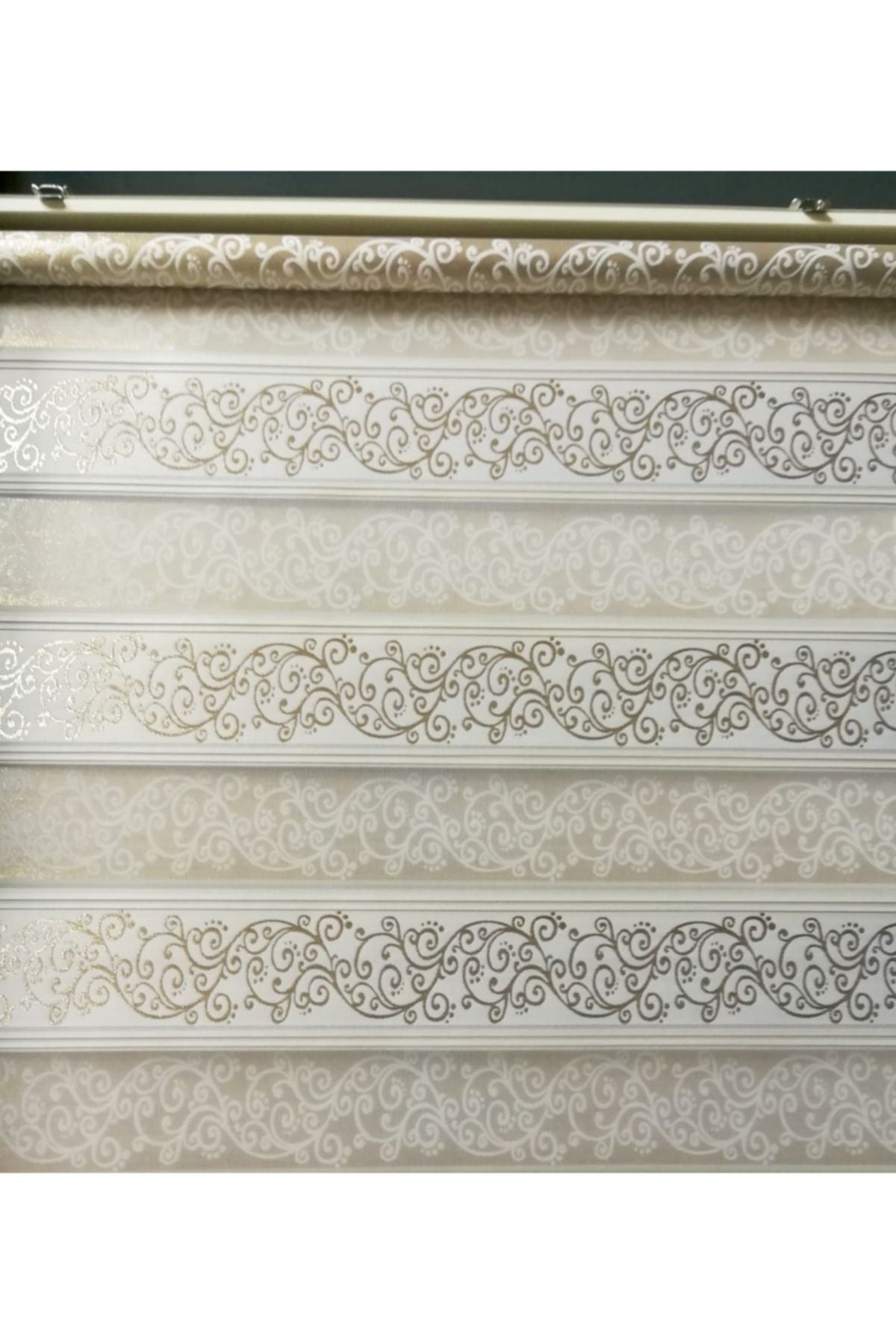 Yağmur Zebra Ivy Pattern Beaded Zebra Roller Blind (Cream Color) 4