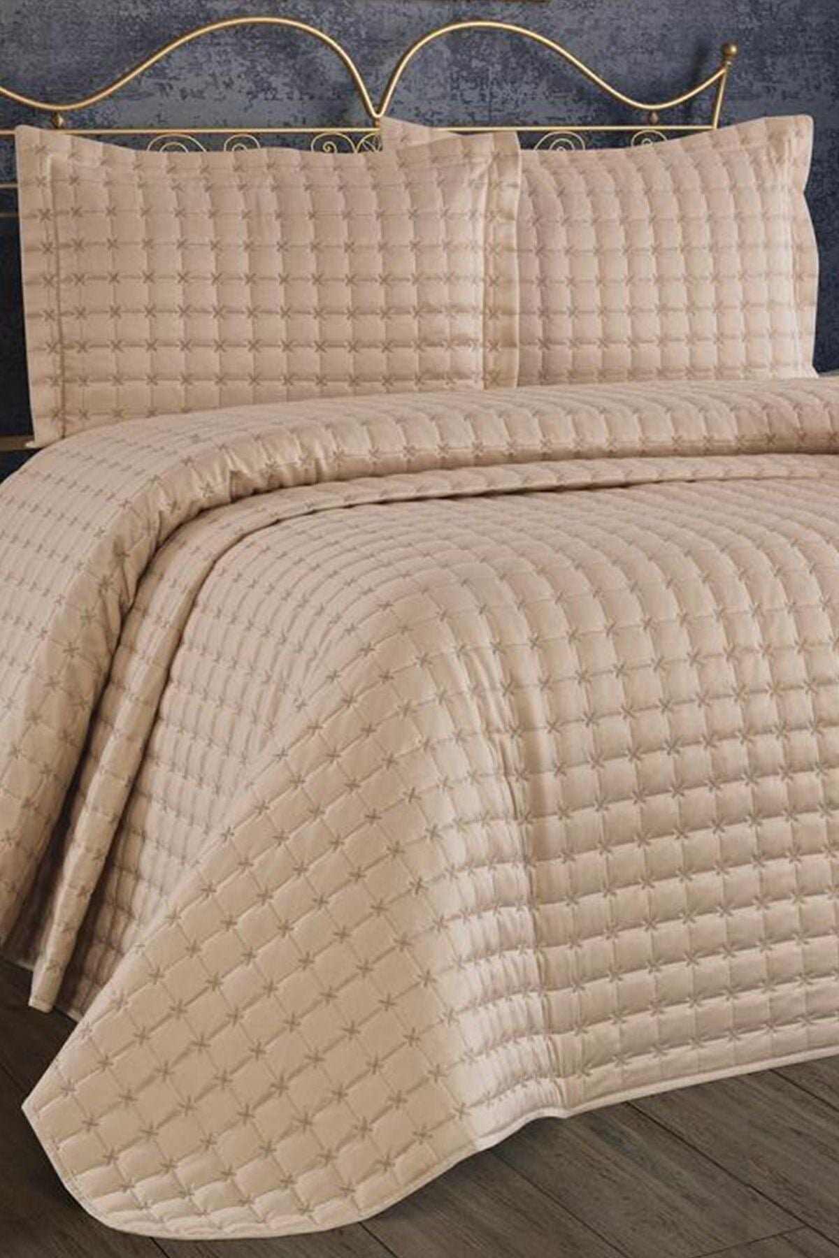 Çeyiz Diyarı Meltem Double Bedspread Cream - Cappuccino 1