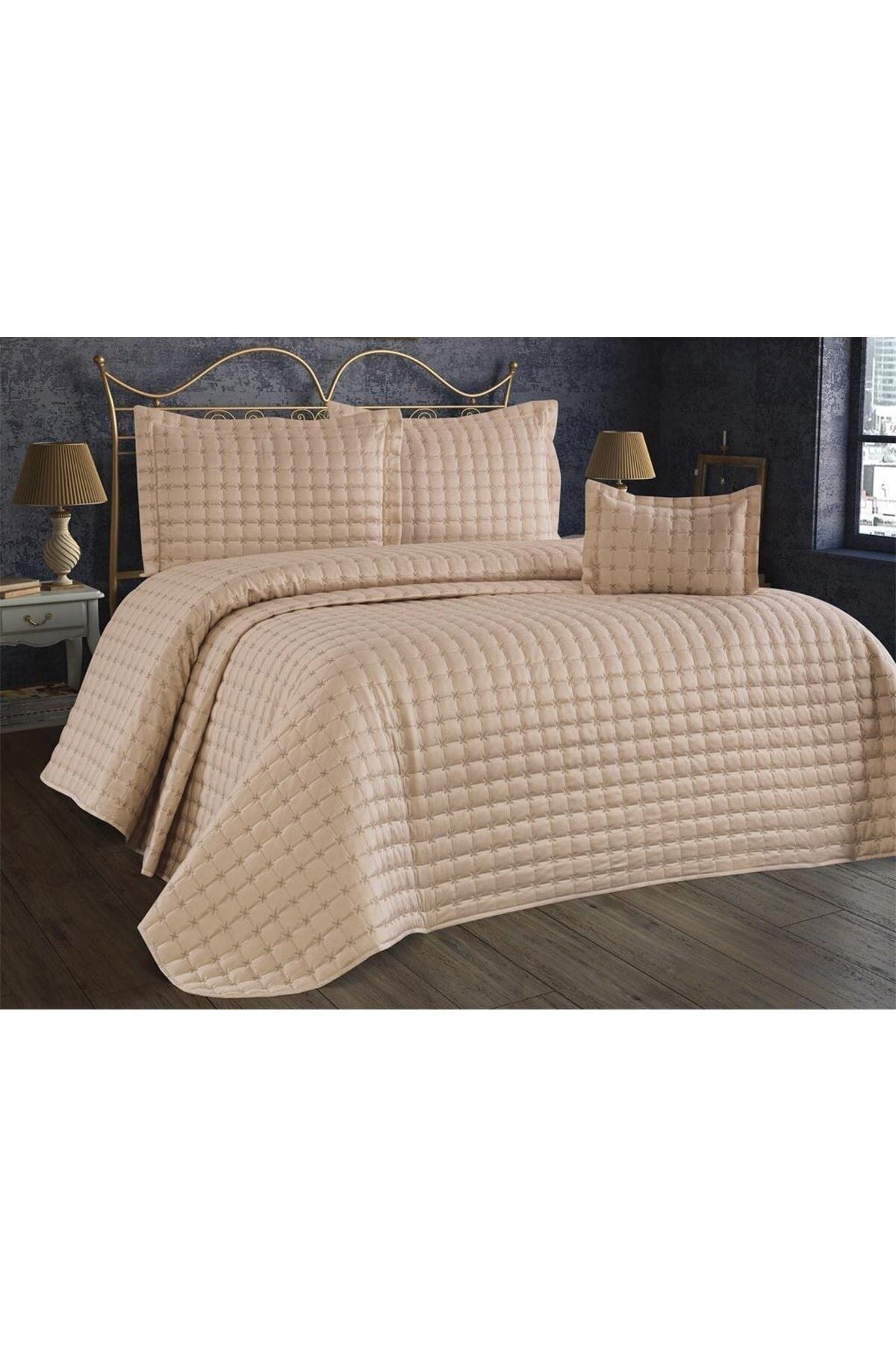 Çeyiz Diyarı Meltem Double Bedspread Cream - Cappuccino 2