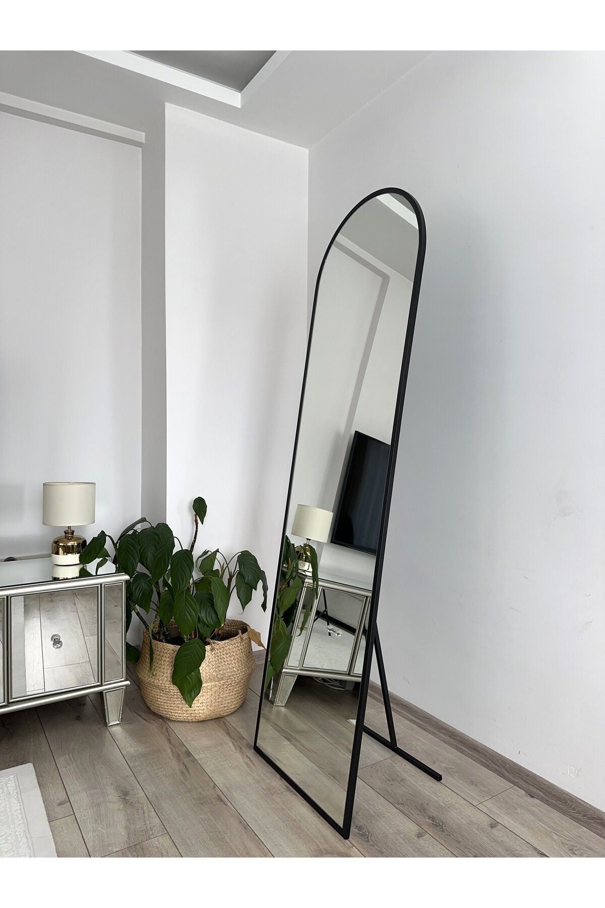 EFFE YAPI DEKOR 180*60 Cm Black Metal Framed Standing Full-Length Mirror 2