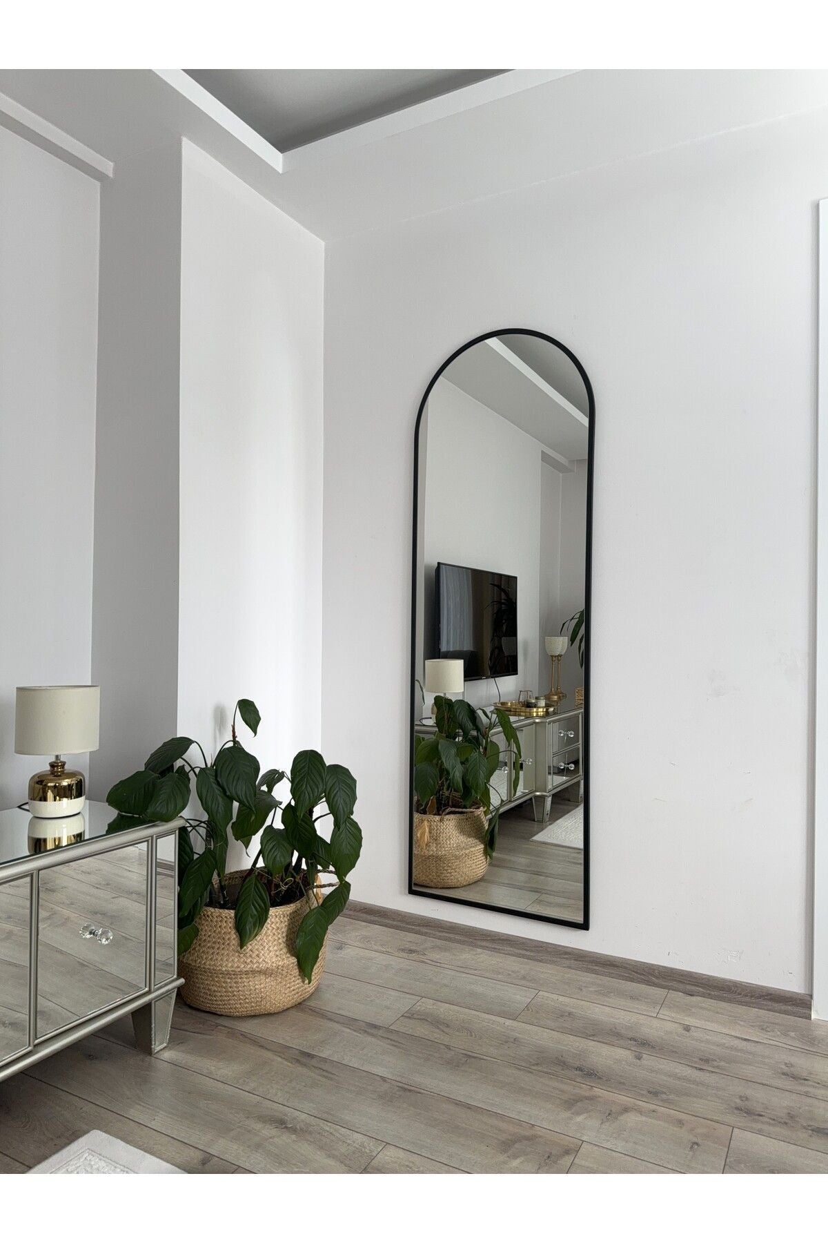 EFFE YAPI DEKOR 180*60 Cm Black Metal Framed Standing Full-Length Mirror 4